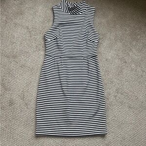 Boden Striped Sleeveless Turtleneck Dress - Blue & White